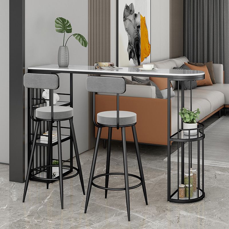 Contemporary Metal Bar Stools Armless Dining Stools with Footrest