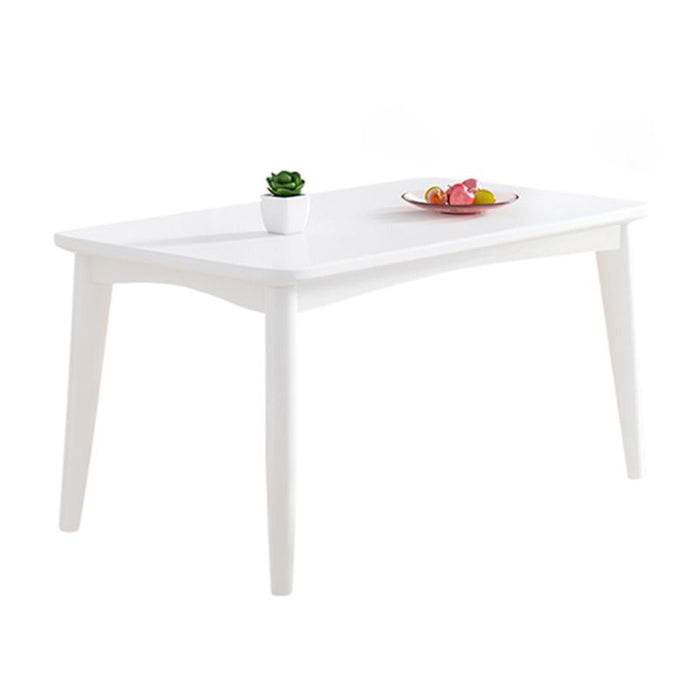 Modern Style White Dining Table Rectangle Solid Wood Dining Table with
