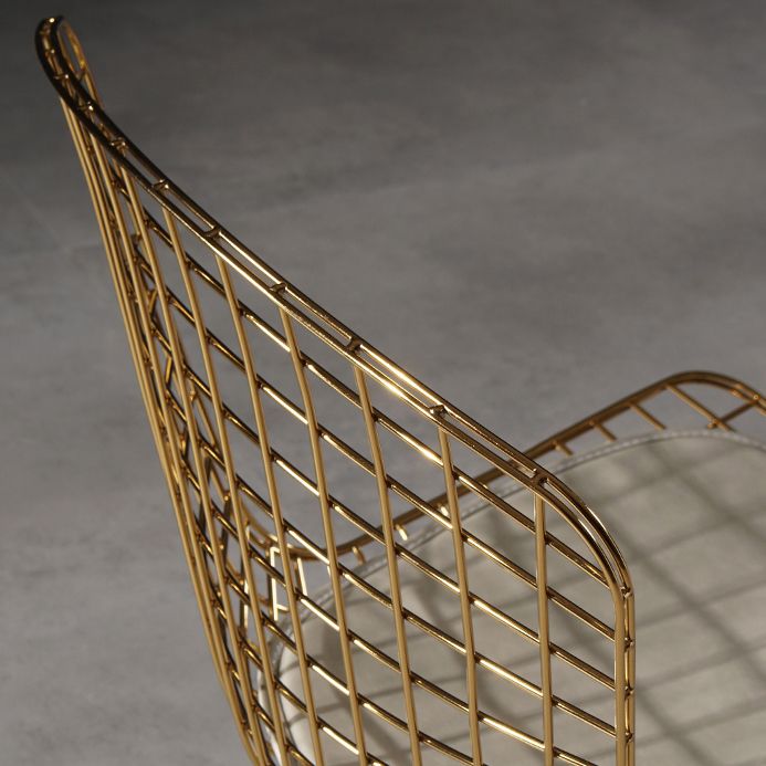 Chaise d'appoint de salle à manger en métal Glam, chaise rembourrée sans accoudoirs à dossier croisé pour salle à manger
