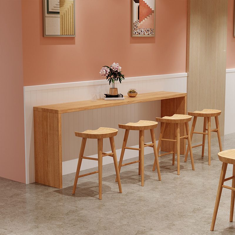 Luxurious Rectangle Pub Table Set 1/5/9 Pieces Wooden Counter Table with Backless Stools