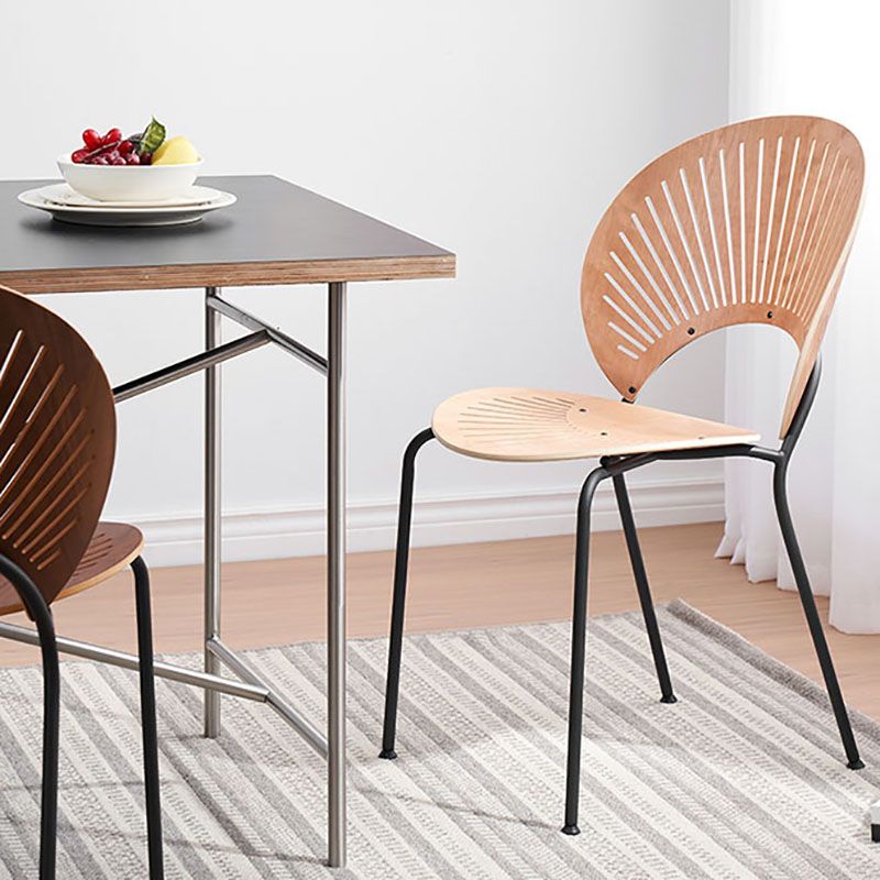 Silla lateral de comedor con respaldo abierto de estilo industrial, sillas de comedor de metal para el hogar