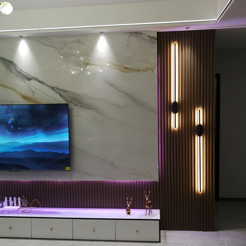 Modern Style Linear Shape Wall Sconce Metal 2 Light Wall Lighting for Living Room