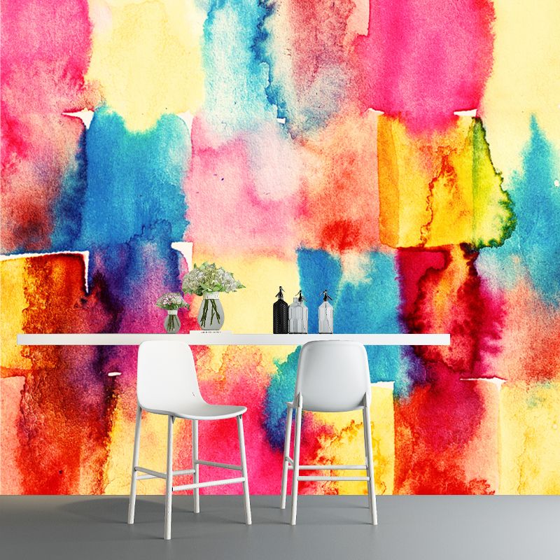 Impresión a mano acuarela mural papel pintado arte decoración de pared lisa en naranja, tamaño personalizado