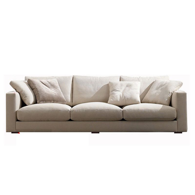Contemporary Cushions Standard Sofa Fabric Tuxedo Arm Sofa with Pillows