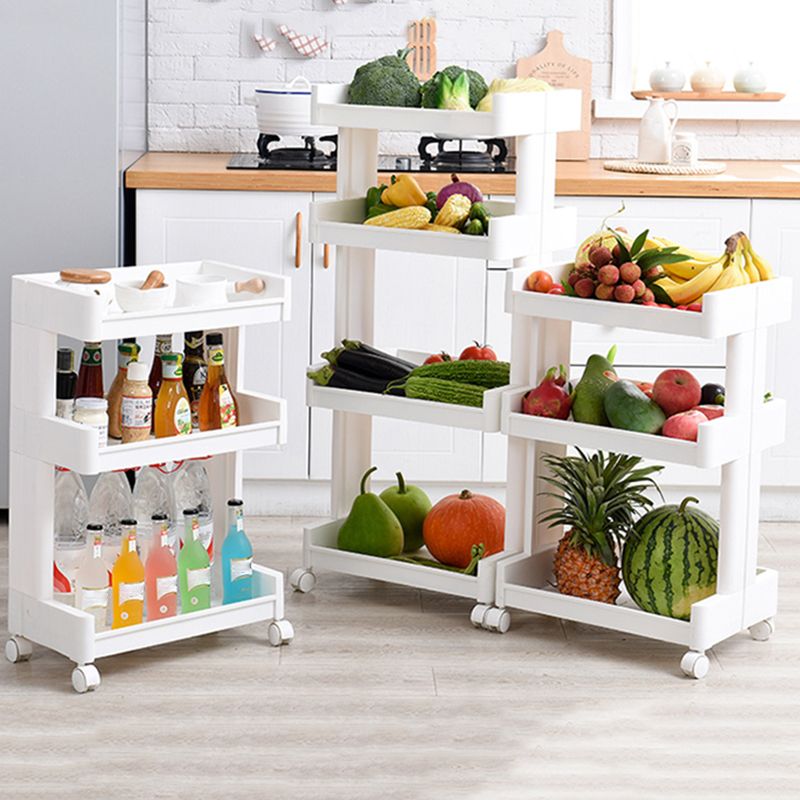 Plastic Geometric Bookcase Contemporary Style Open Back Shelf with Wheels