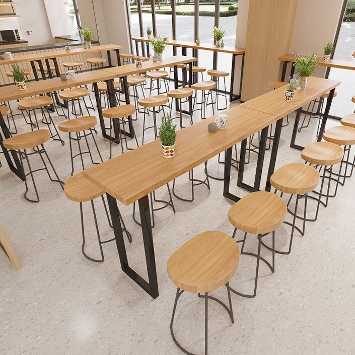 Modern Rectangle Sled Base Solid Wood Bar Table for Kitchen Dining Room