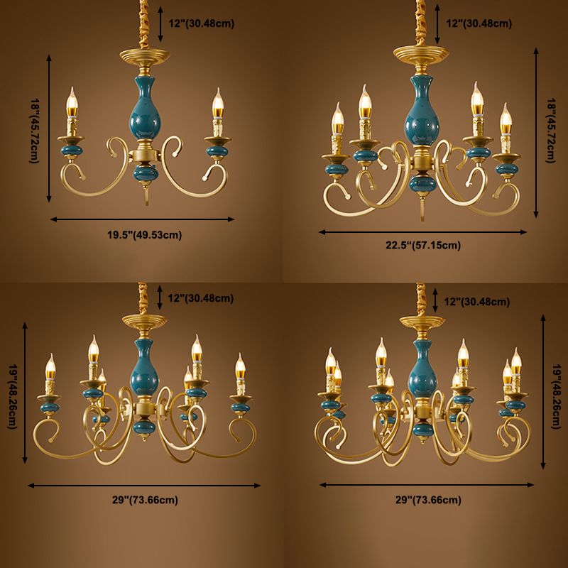 Traditional Style Suspension Pendant Light Candlestick Shaped Chandelier for Living Room