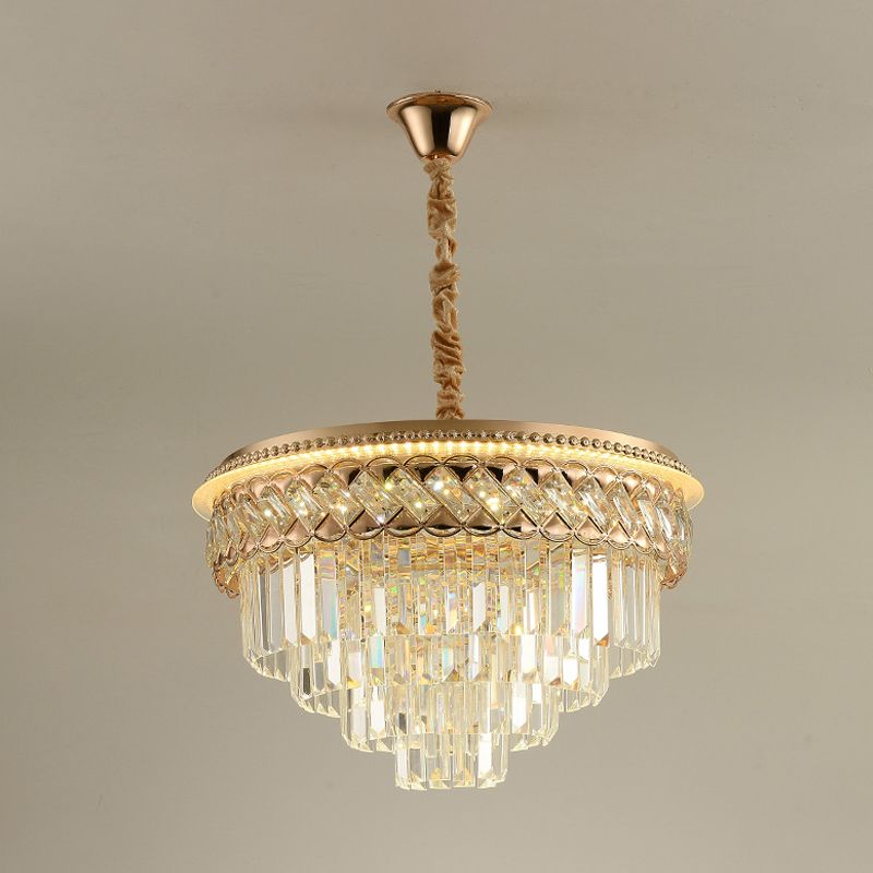 Tiers modernes Chandelier Crystal Prism LED PRENDANT PRENDANT LEUR AVEC TRAITE