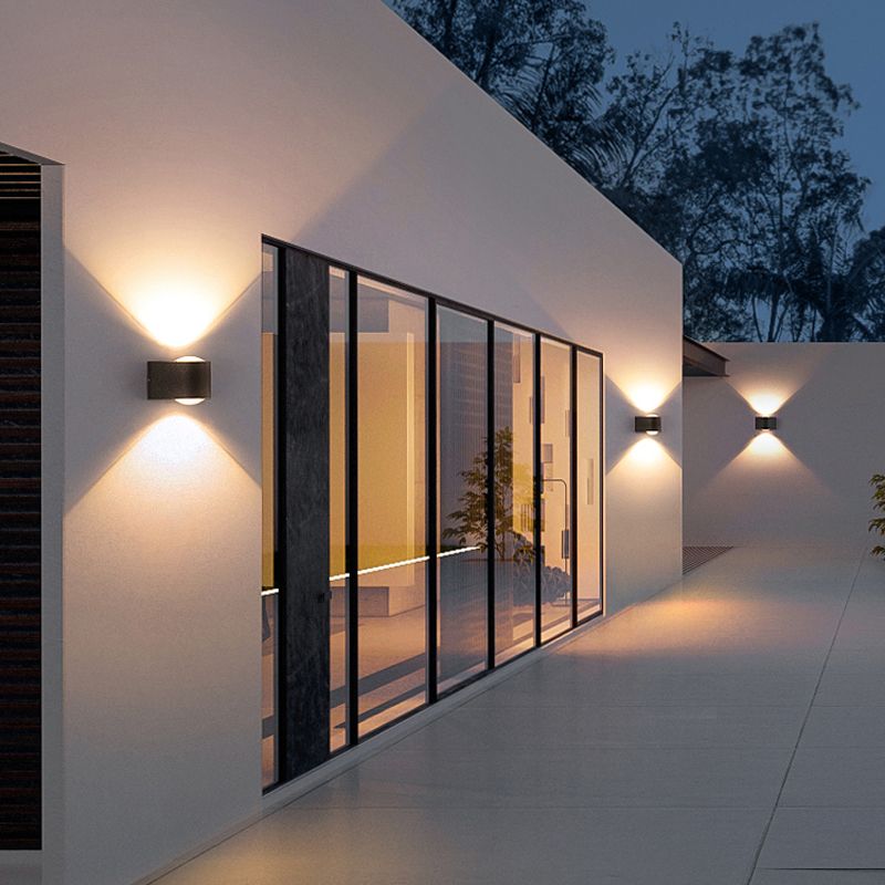 2 Light Geometric LED Wall Light Fixture Aluminum Wall Mounted Fixture in Black