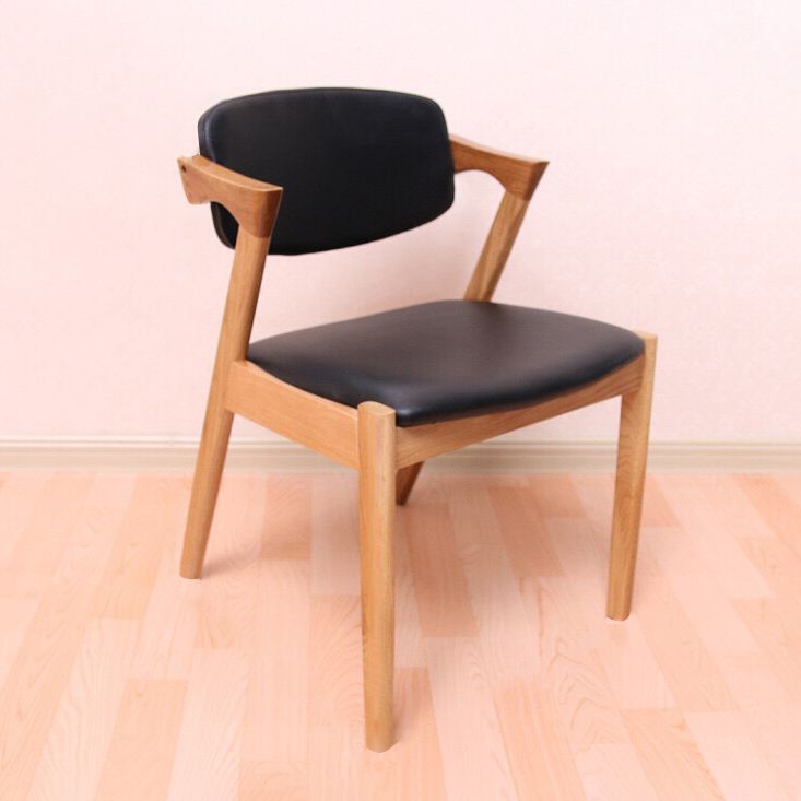 Chaise de salle à manger carrée en bois contemporaine, chaise latérale à dossier ouvert pour cuisine