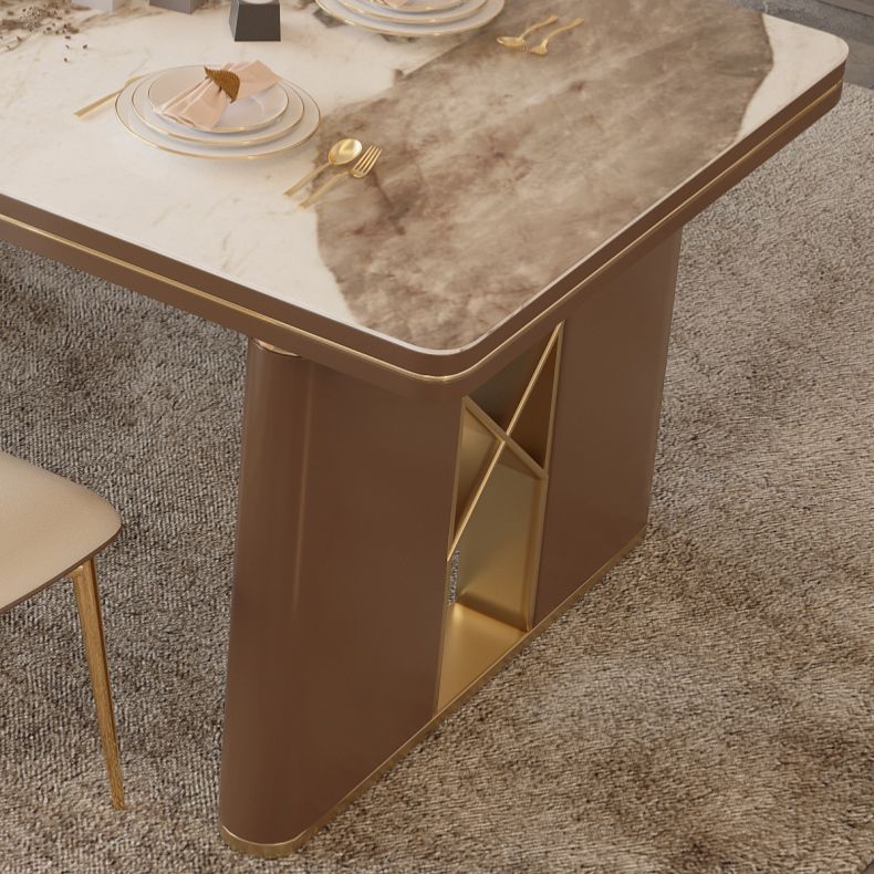 Stone Top Dinette Table with Storage Modern Kitchen Dining Table