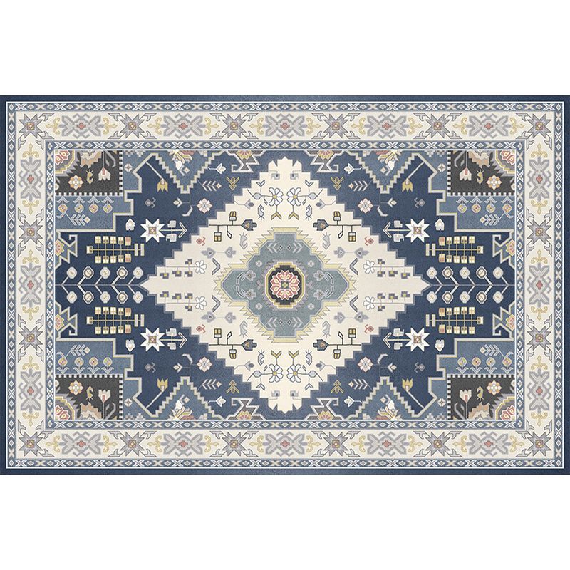 Nostalgia Indoor Rug Floral Print Mid-Century Rug Polyester Non-Slip Backing Carpet for Living Room