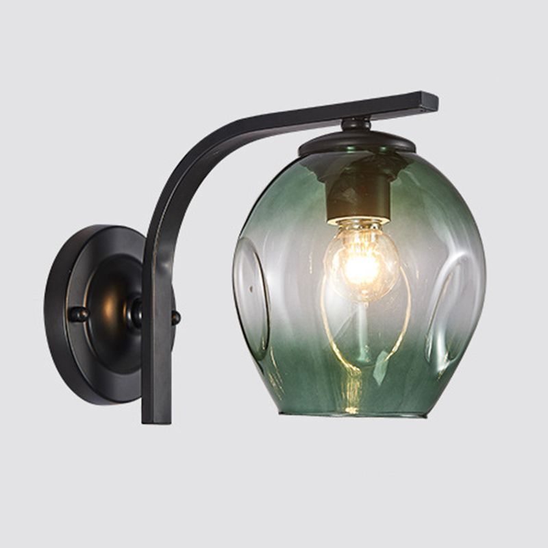 Iron & Glass 1 - Light Wall Sconce in Black / Gold Modernism Wall Lighting Fixture