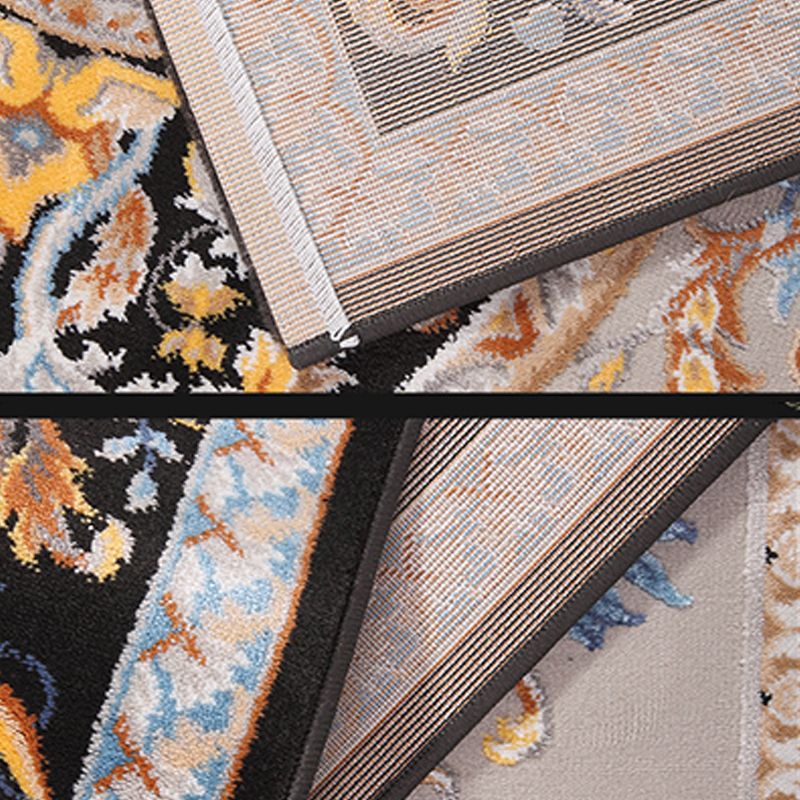 Mid-Century Polyester Rug Medallion Print Rug Washable Anti-Slip Backing Carpet for Home Decor