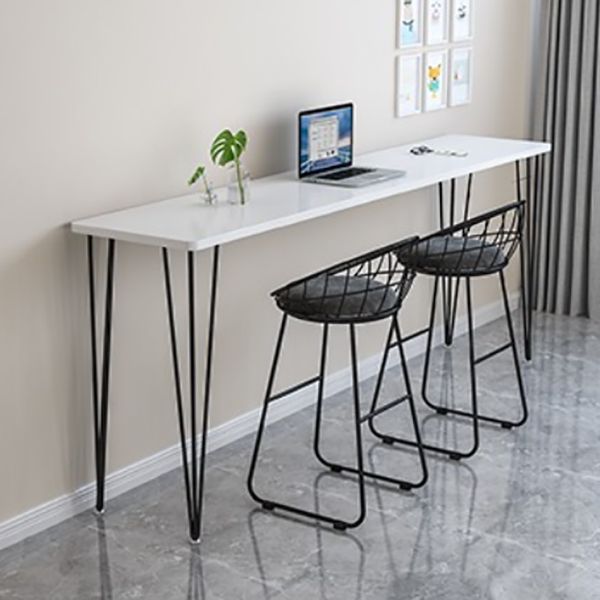 Wood Bar Dining Table Modern Rectangle Bar Table with 4 Legs Pedestal for Dessert Shop