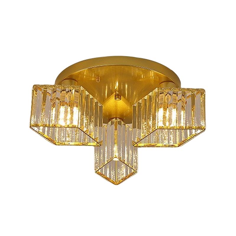 3/4/5/6-Light Golden Flush Mount Lighting Modernism Glass Shaded Ceiling Light