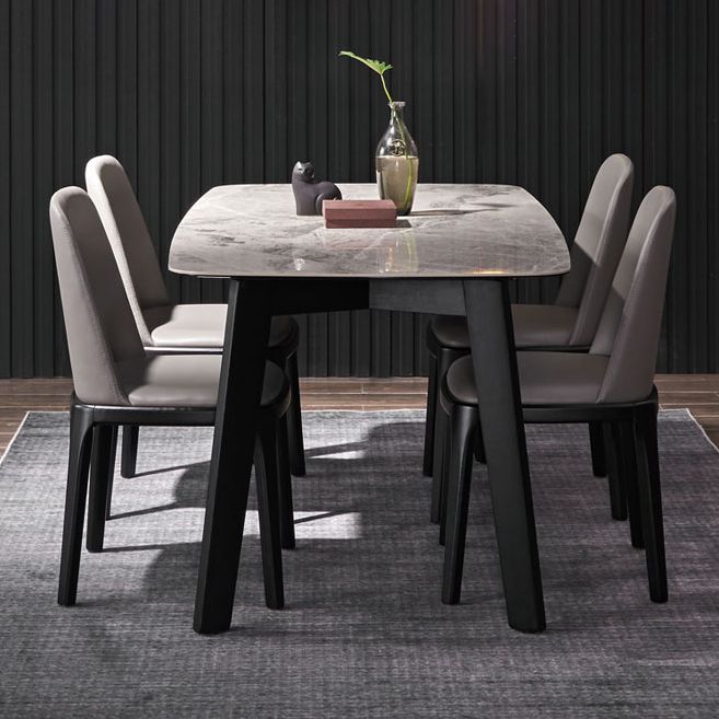 Modern Ash Wood Dinette Set 1/2/4/5/7 Pieces Dining Table Set with Grey Sintered Stone Top