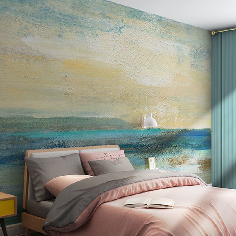 Illustration Style Murals Watercolors Painting Full Size Wall Covering for Living Room, Customized Size Available