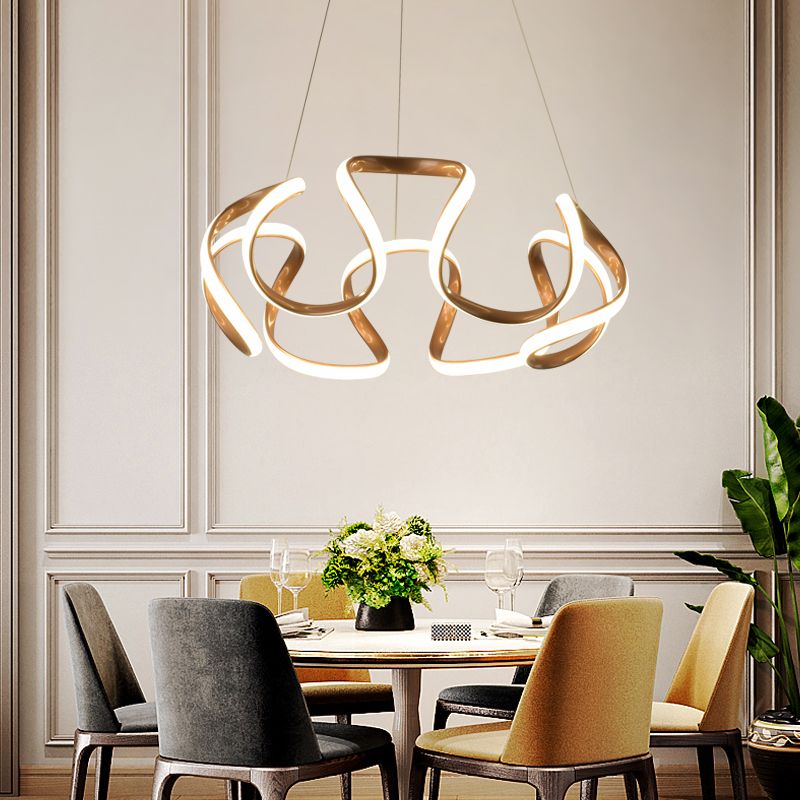 Twisting Shade Chandelier Light Modern Metal 1 Light Chandelier Lighting Fixture in Gold