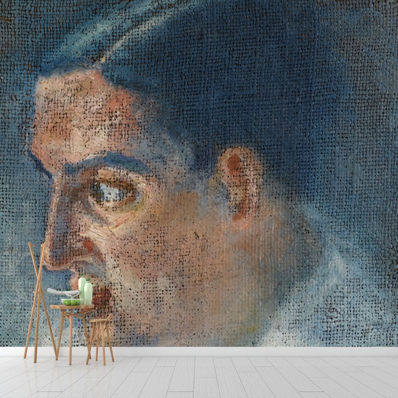 Portrait of Womans Side Mural Blue Surrealistic Wall Art for Living Room, Made to Measure