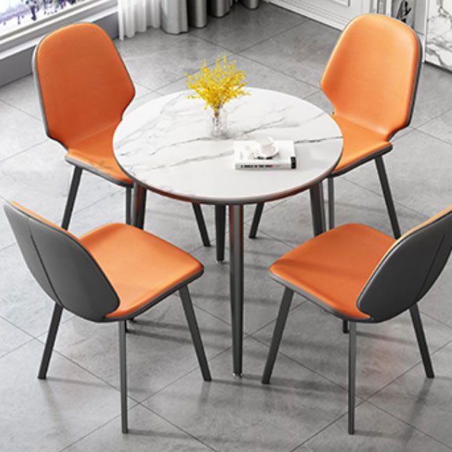 Mesa de comedor industrial de metal mesa de piedra sinterizada con 4 patas