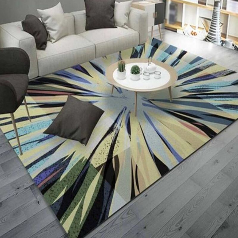 Modern Flowing Swirls Print Rug Polyester Indoor Carpet Stain Resistant Carpet for Home Decoration