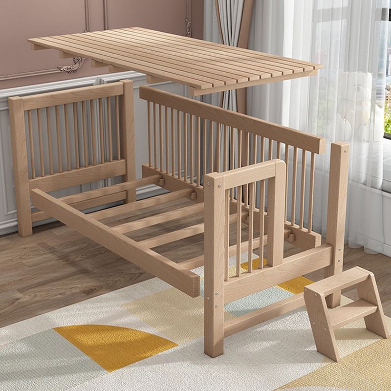 Solid Wood Crib 2-in-1 Convertible Crib with Mattress and Guardrails