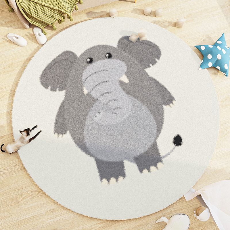 Lambswool Kids Area Carpet Stain Resistant Round Carpet Animal Print Modern Rug