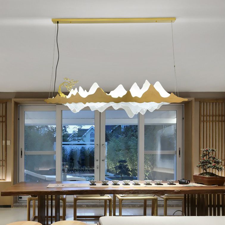 Idee per illuminazione dell'isola a led in metallo moderno lampada lampadario lineare per sala riunioni