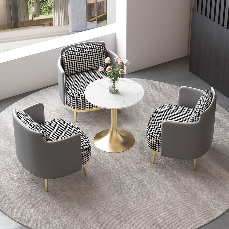 Luxury Sintered Stone Top Dining Table Round Table with Gold Metal Pedestal