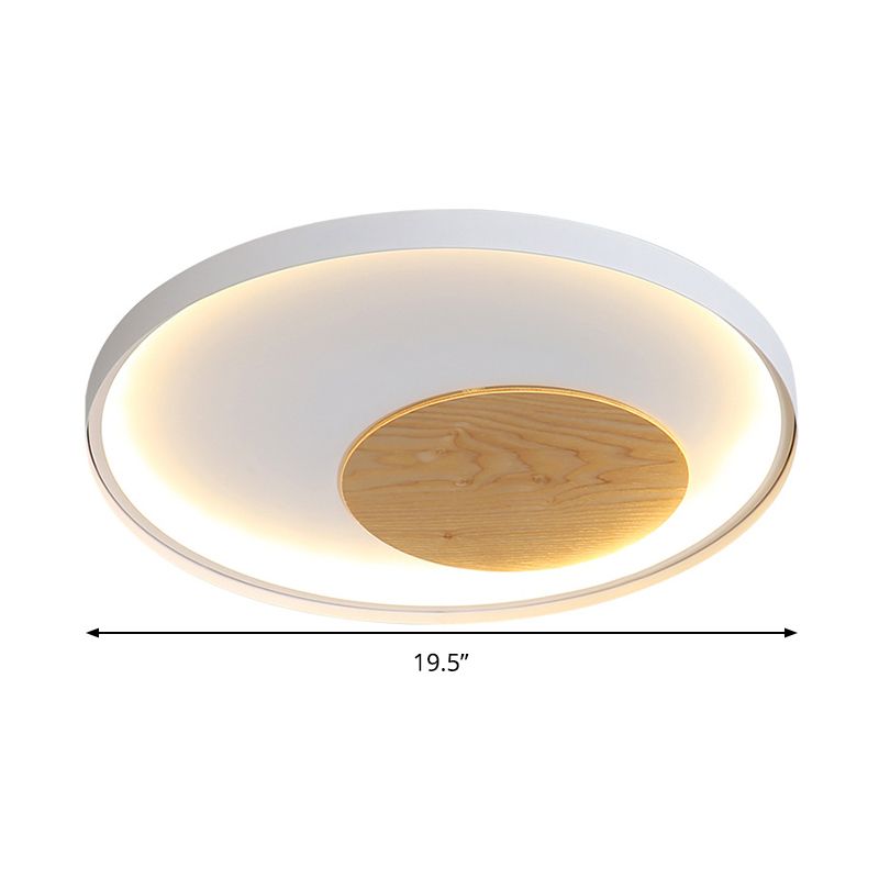 Disk Metal Ceiling Light Mounted Fixture Minimalist White/Black 12"/16"/19.5" Wide LED Flush Light, Natural Light/Remote Control Stepless Dimming