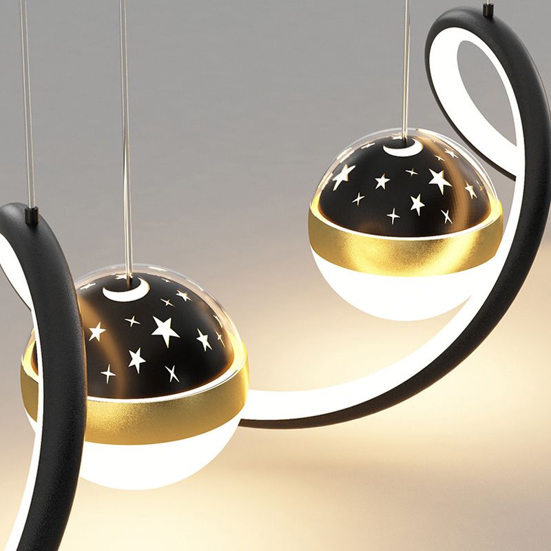 Modern Style Ribbon Shape Island Pendants Metal Pendant Lights for Dining Room