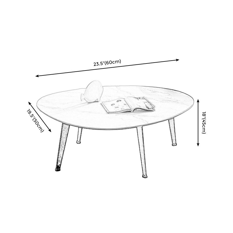 Contemporary White/Grey Free Shape Coffee Table with Metal Base