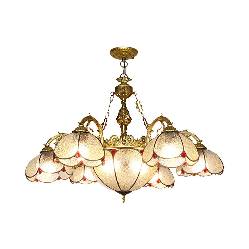 Floral Chandelier Lighting Rustic 6 Lights Dimpled Clear Glass Pendant Lighting for Hallway