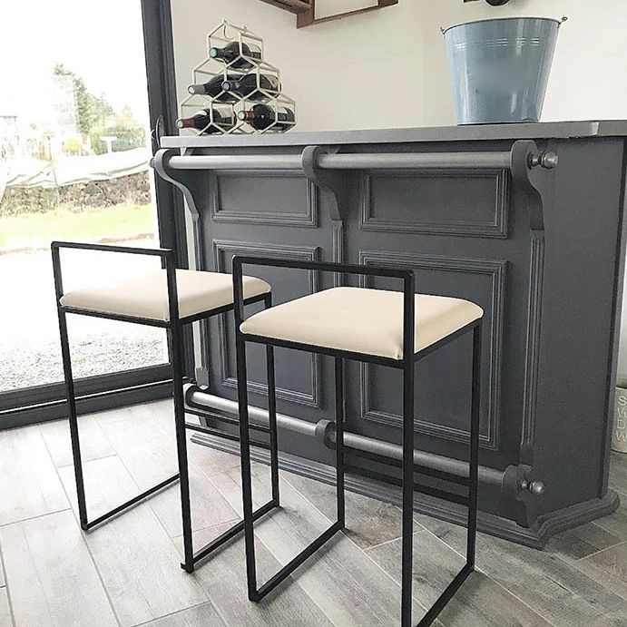 Contemporary Metal Bar Stools Indoor Barstool with Cushion and Low Back for Kitchen