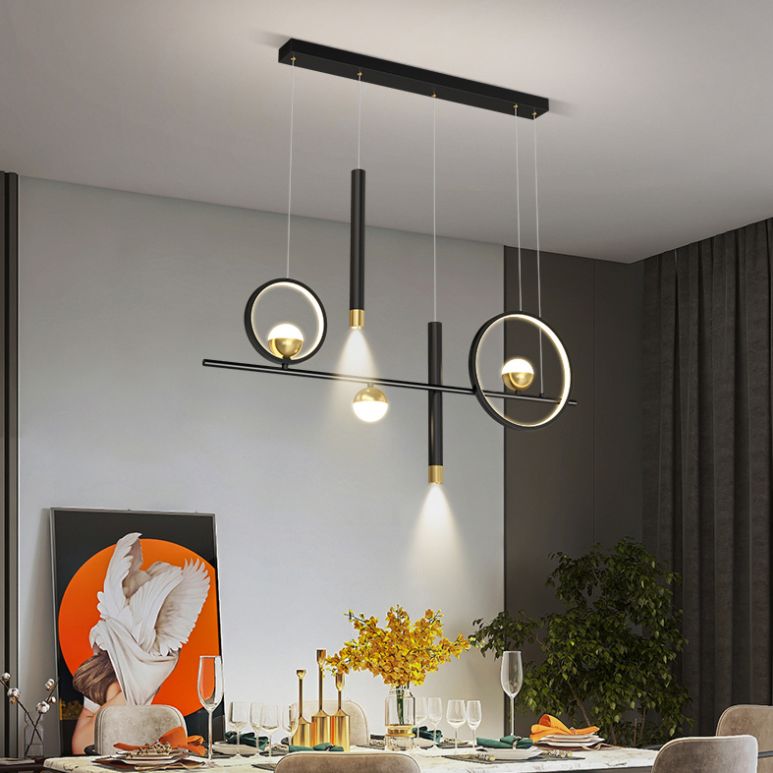 Idee per illuminazione dell'isola a led in metallo moderno lampada lampadario lineare per sala da pranzo