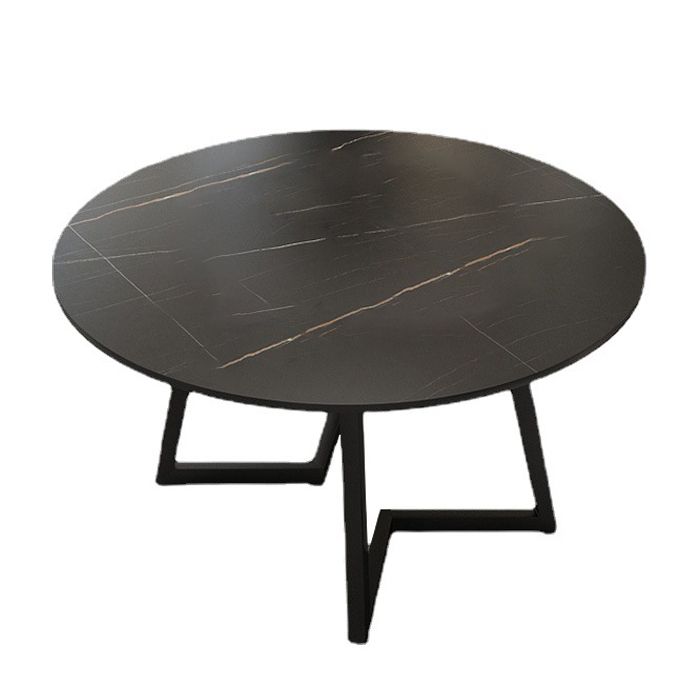 Round Sintered Stone Dining Table Modern Furniture with Double Pedestal for Home