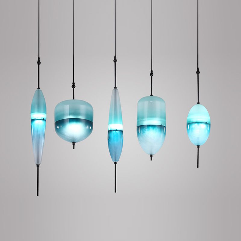 Lampe de suspension en verre de forme ovale créative moderne la lumière suspendue à 1 lumière pour salle à manger