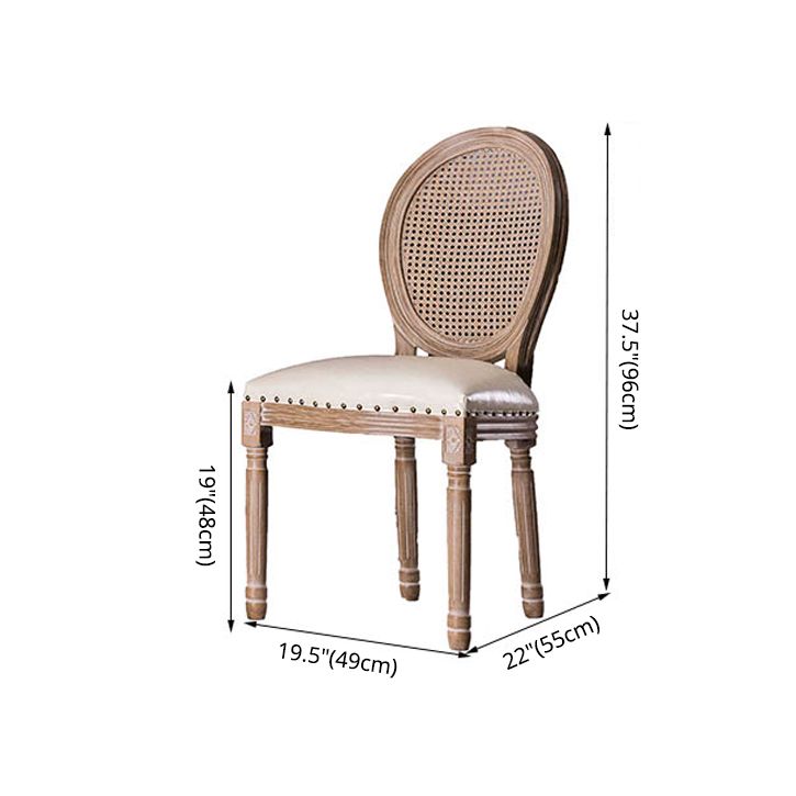 Chaises de salle à manger sans accoudoirs rembourrées, chaise latérale à dossier King Louis avec pieds en bois