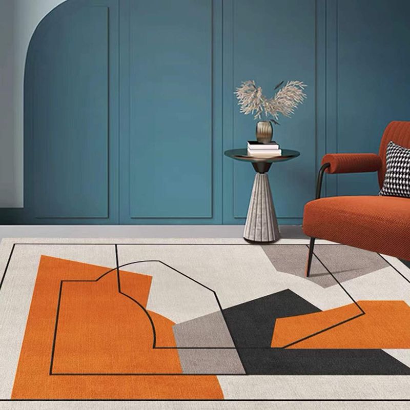 Dark Gray Simple Rug Polyester Moon Area Rug Non-Slip Backing Rug for Home Decor