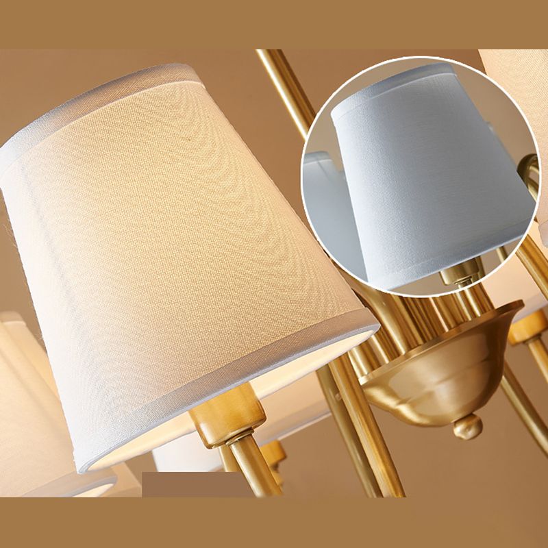 Postmoderne goud gebogen hangende kroonluchter licht conische stof plafond kroonluchter voor woonkamer