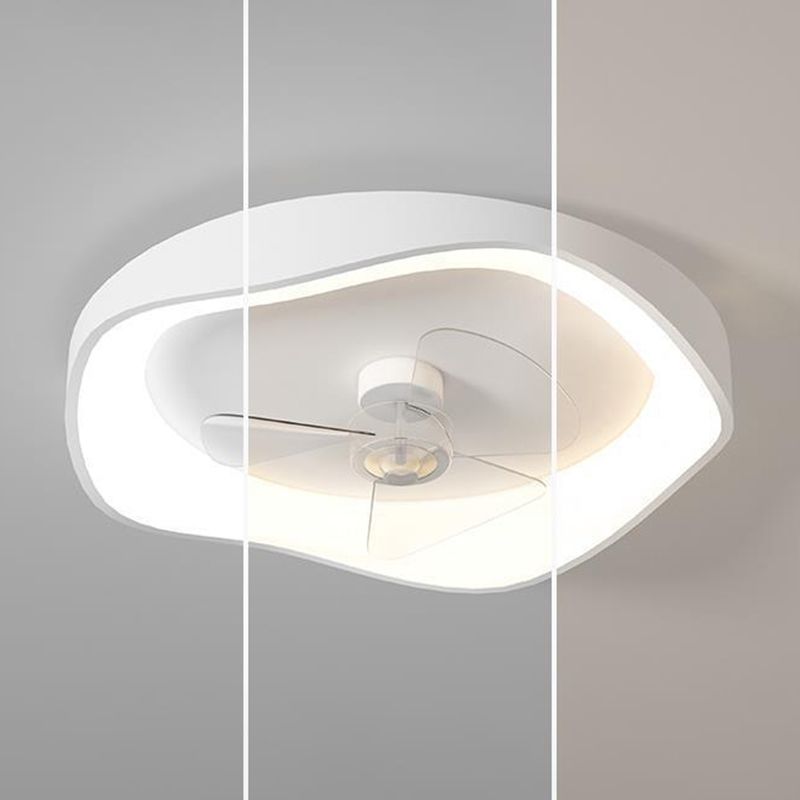 Contemporary 3-Blade Ceiling Fan White LED Fan with Light for Home