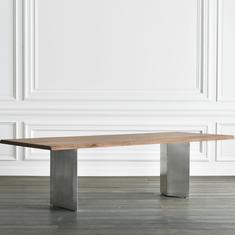 Rectangle Double Pedestal Luxury Dining Table Fixed Table with Solid Wood