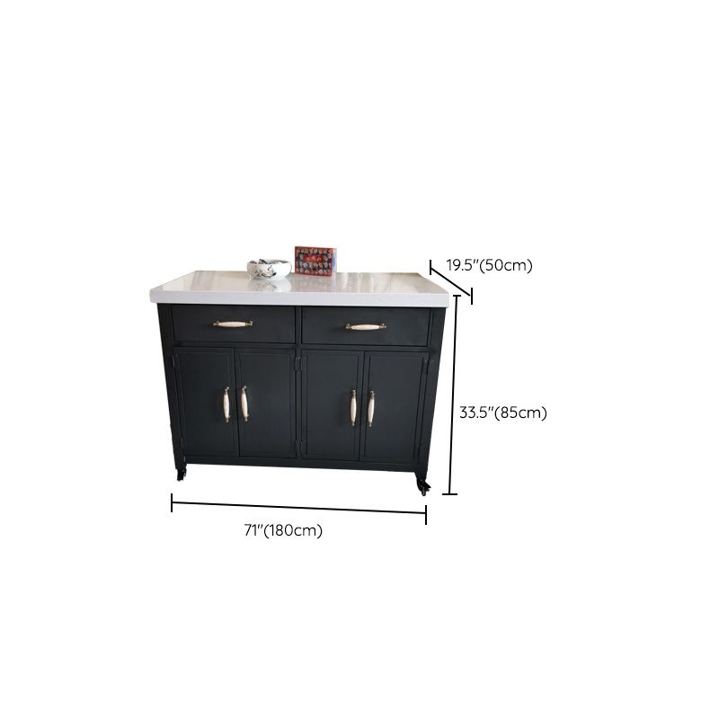 Rectangular Kitchen Trolley with Storage Cabinet Dining Room Prep Table
