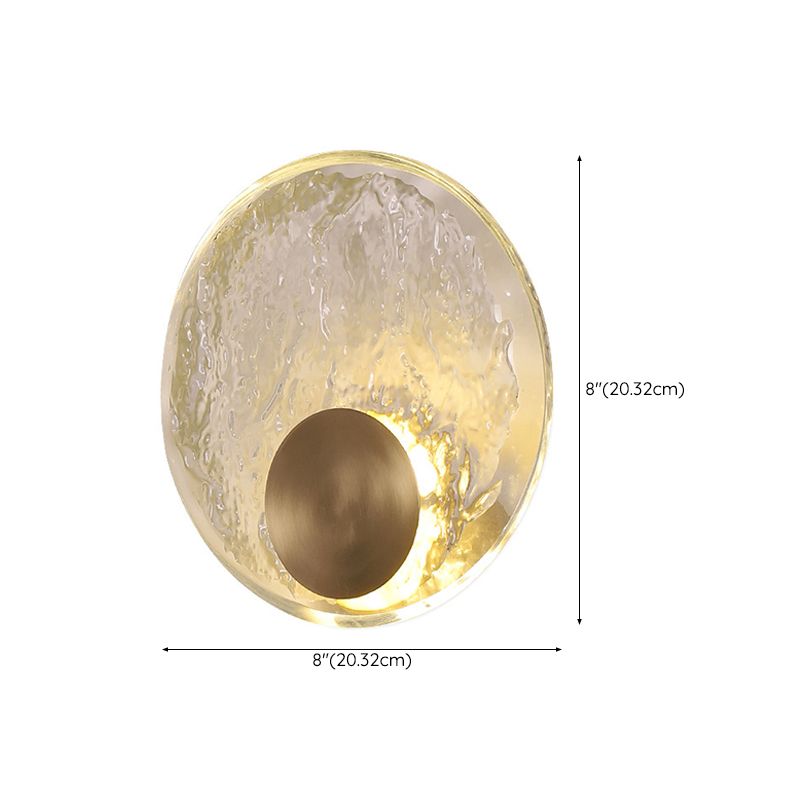 Modern Metal Wall Sconce Circle Shape Wall Light with Crystal Shade for Bedroom