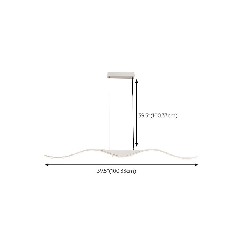 Unique Shape Hanging Lamp Modern Island Chandelier Lights in White Finish for Dining Room