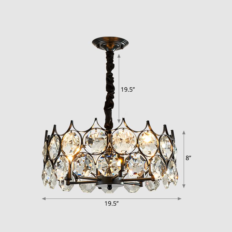 Beveled Cut Crystal Bead Hanging Lamp Postmodern Style Chandelier Pendant Light for Living Room