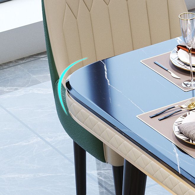 Rectangle Traditional Luxury Dining Table 4 Black Solid Wood Legs Table for Dining Room