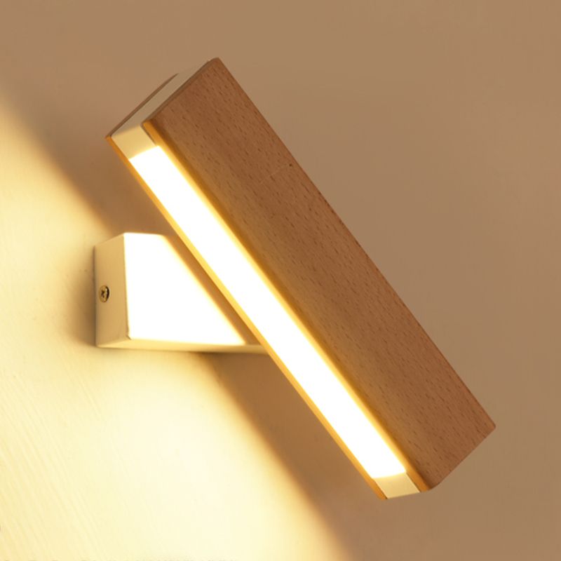 Modern Style Wall Light Strip Shape Wood 1-Light Wall Mount Light