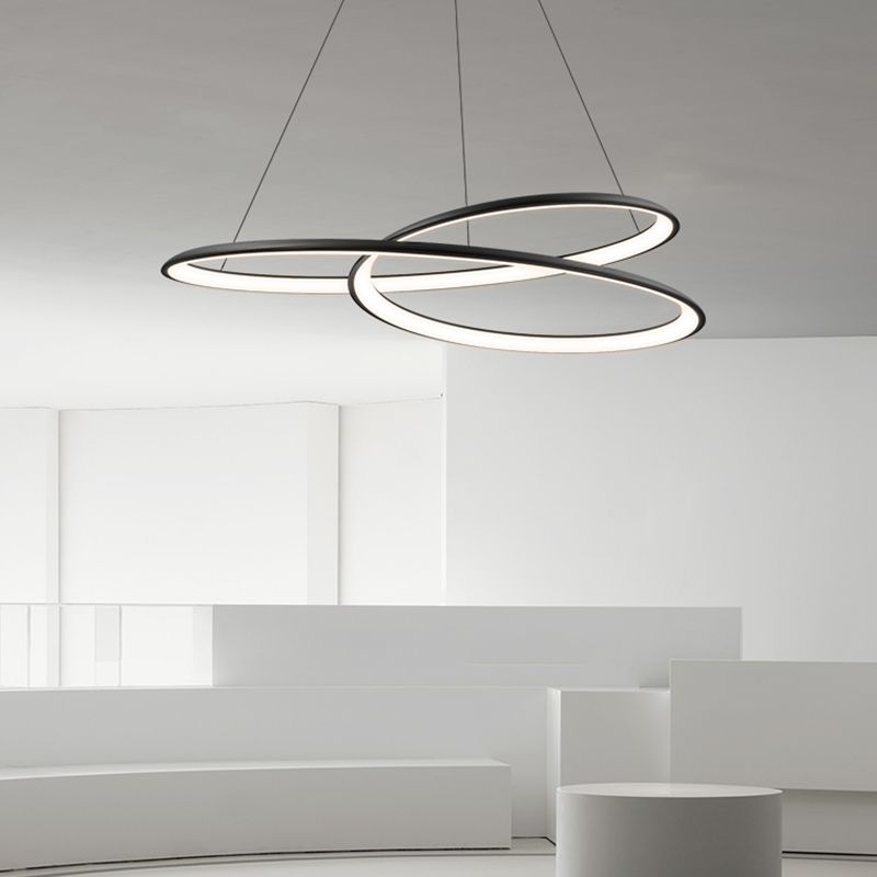 Aluminum Kitchen Island Fixture in Black Finish LED Contemporary Ceiling Pendant Light